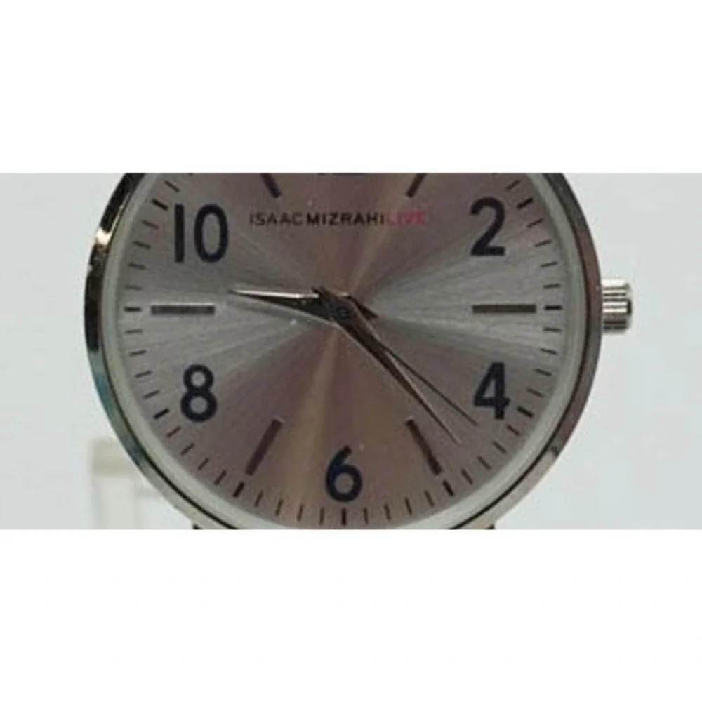 Isaac Mizrahi Live Ladies Analog Quartz Watch Silver Dial Plaid Nylon Strap 38mm